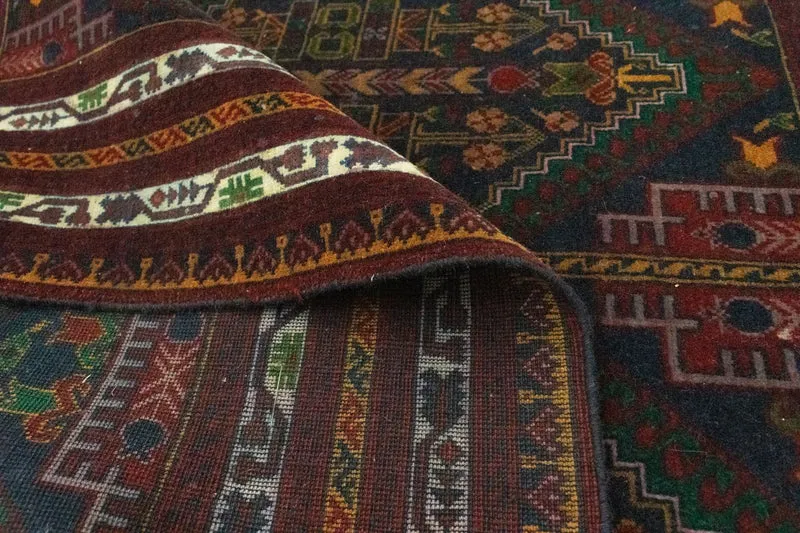 Afghan Teppich 100x140cm - Orientteppich - blau