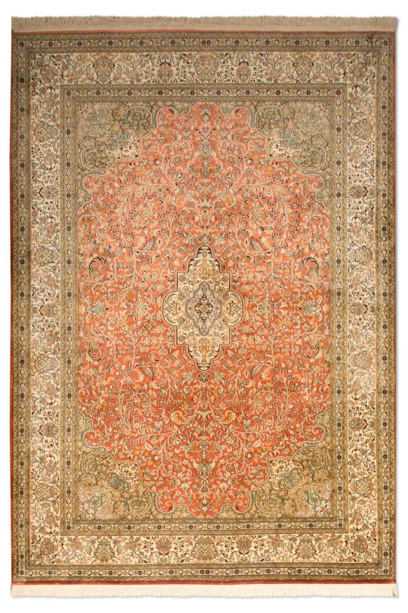 Kaschmir Seide Teppich 168x244cm - Orientteppich - orange