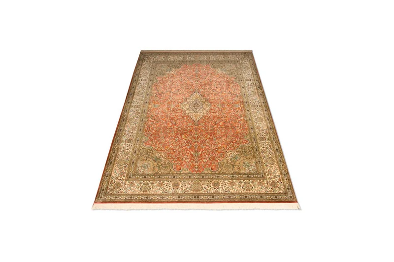 Kaschmir Seide Teppich 168x244cm - Orientteppich - orange