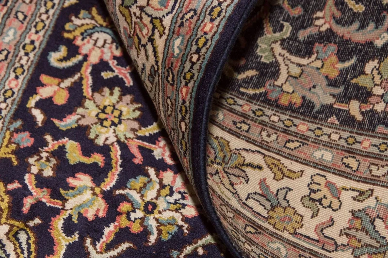 Kaschmir Seide Teppich 93x150cm - Orientteppich - dunkelblau