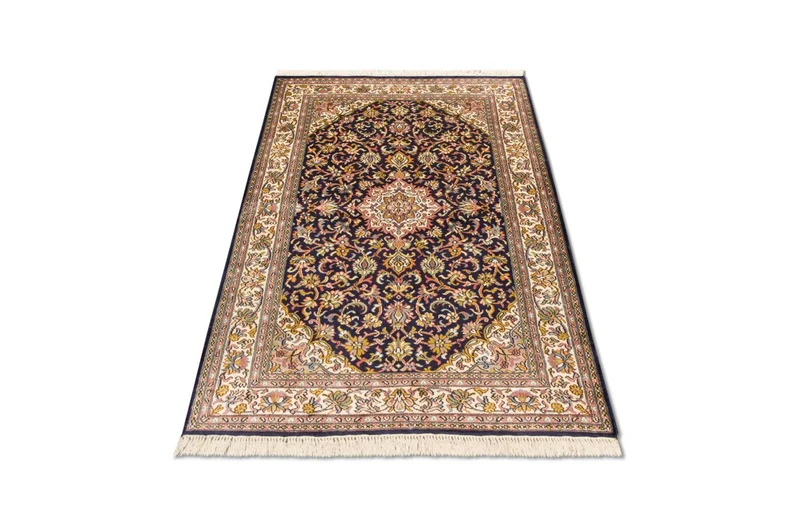 Kaschmir Seide Teppich 93x150cm - Orientteppich - dunkelblau
