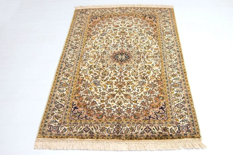 Kaschmir Seide Teppich 89x149cm - Orientteppich - beige