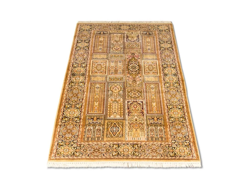Kaschmir Seide Teppich 93x158cm - Orientteppich - braun